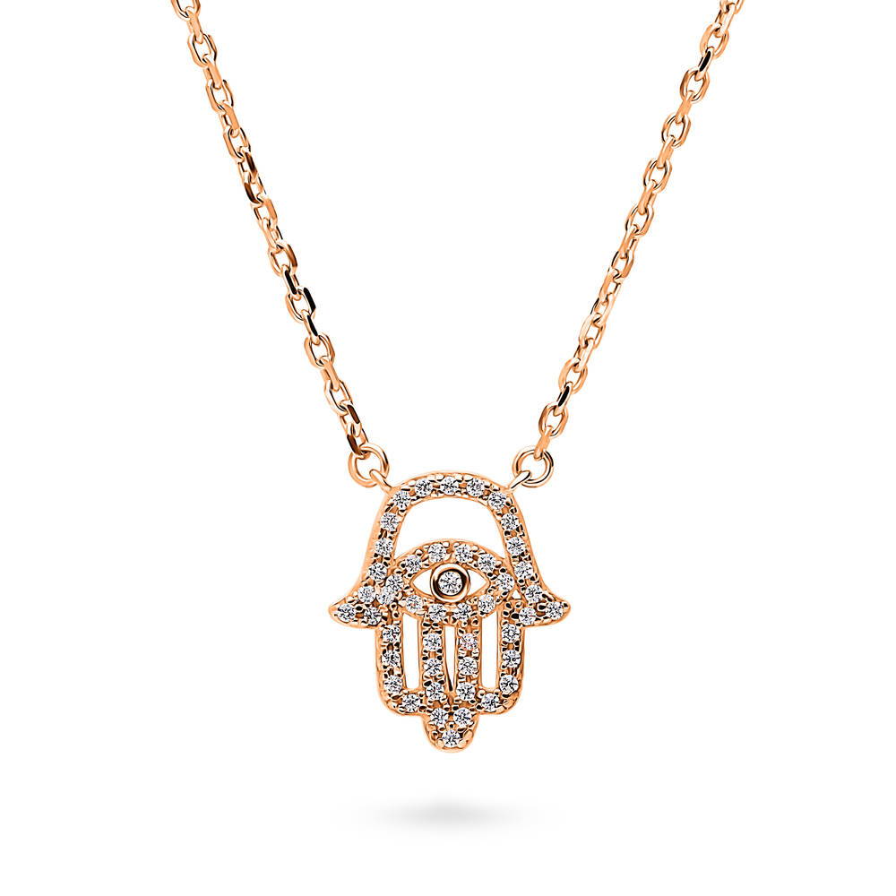 925 Silver CZ Hamsa Pendant 20″ offers Necklace