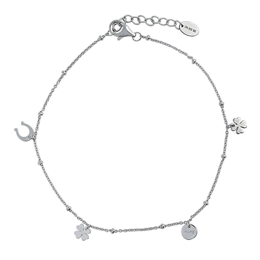 Sterling Silver Clover Charm Bracelet