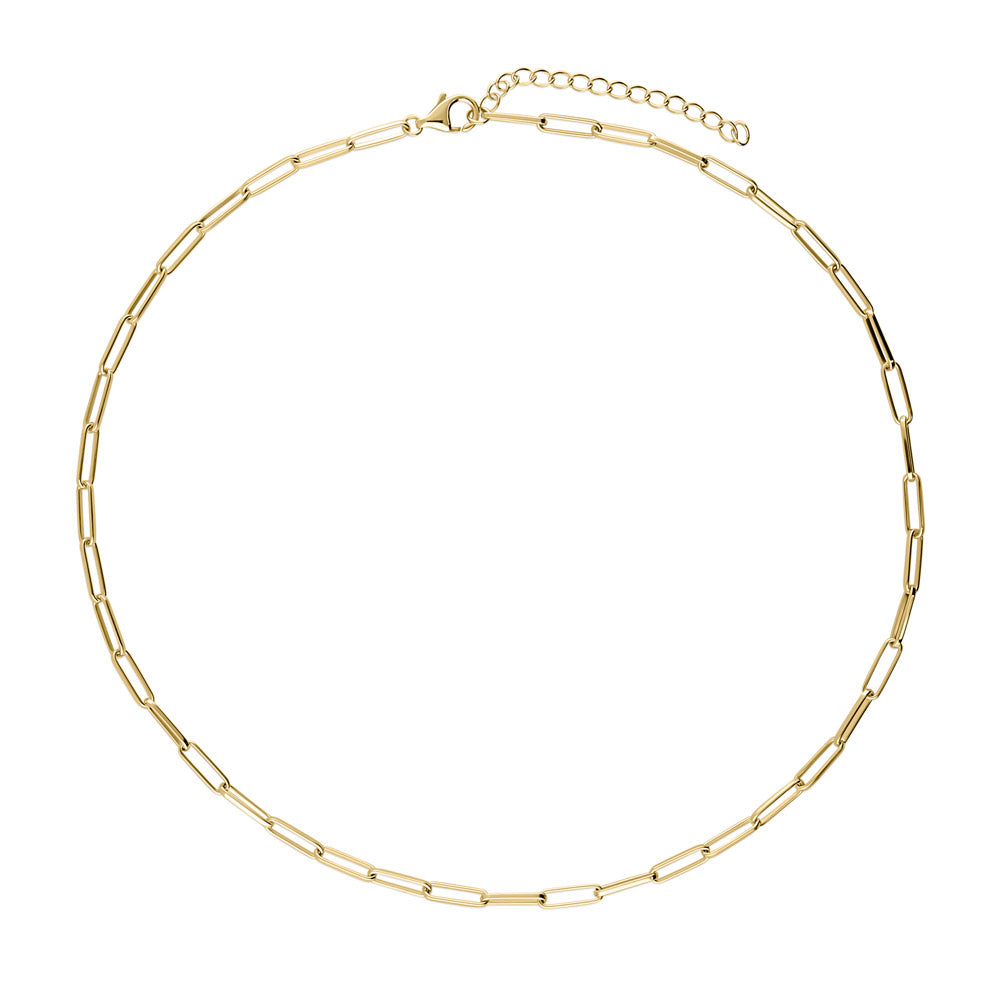 Gold Paperclip Chain Necklace / Gold Plated / Sterling Silver 925 / Paper Clip Necklace / Oval Link Chain / Italian Chain
