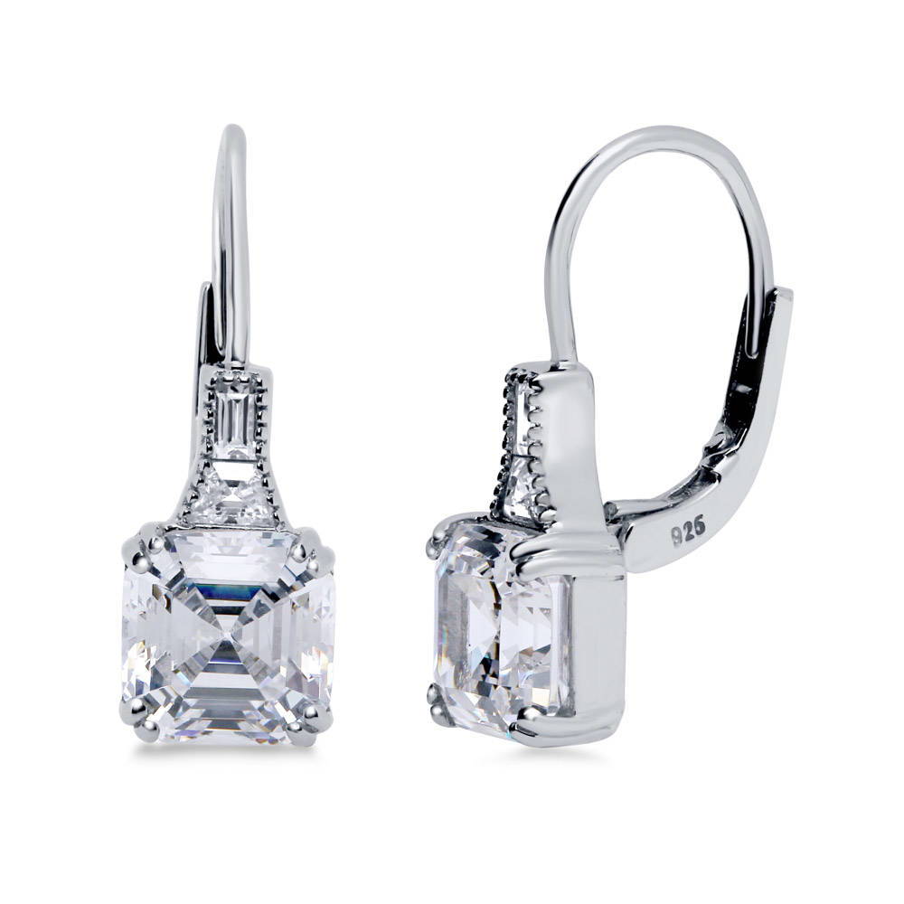 BERRICLE Sterling Silver Solitaire 2.5 Carat Bezel Set Round Cubic Zirconia  CZ Cable Anniversary Fish Hook Dangle Drop Earrings for Women, Rhodium  Plated 