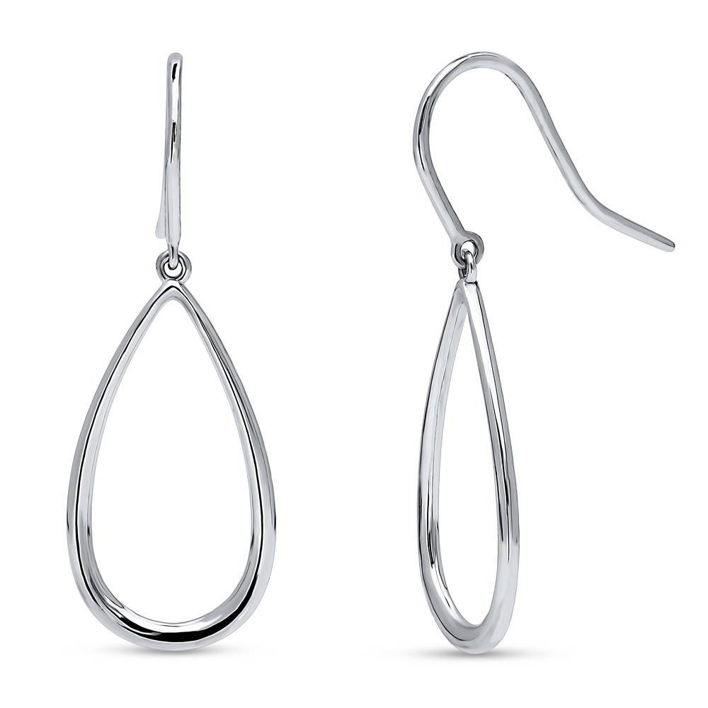 Sterling Silver Teardrop Fish Hook Dangle Earrings #E1335-01