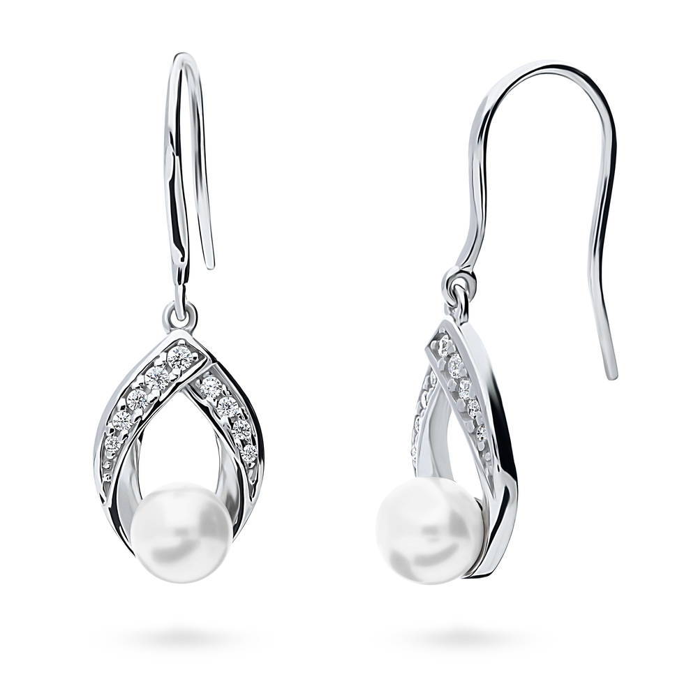 Cubic Zirconia Pear Fish Hook Earring  Hook earrings, Silver drop  earrings, Drop earrings
