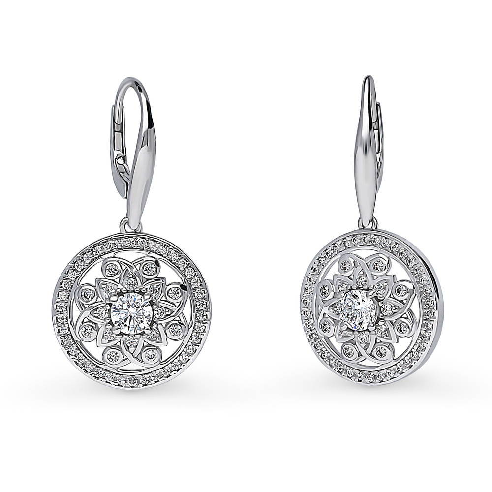 Berricle Sterling Silver Open Circle Cubic Zirconia CZ Fish Hook Dangle Drop Earrings