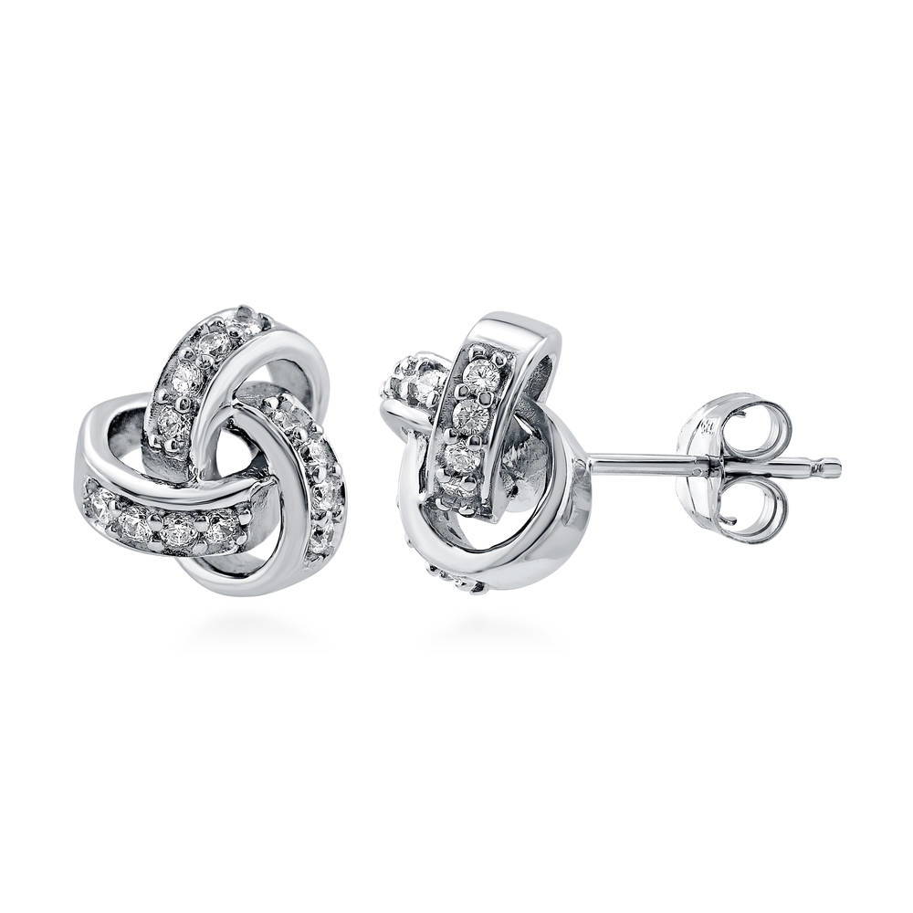 925 Silver CZ LV Letter Earrings Small Stud Ear Studs Unisex