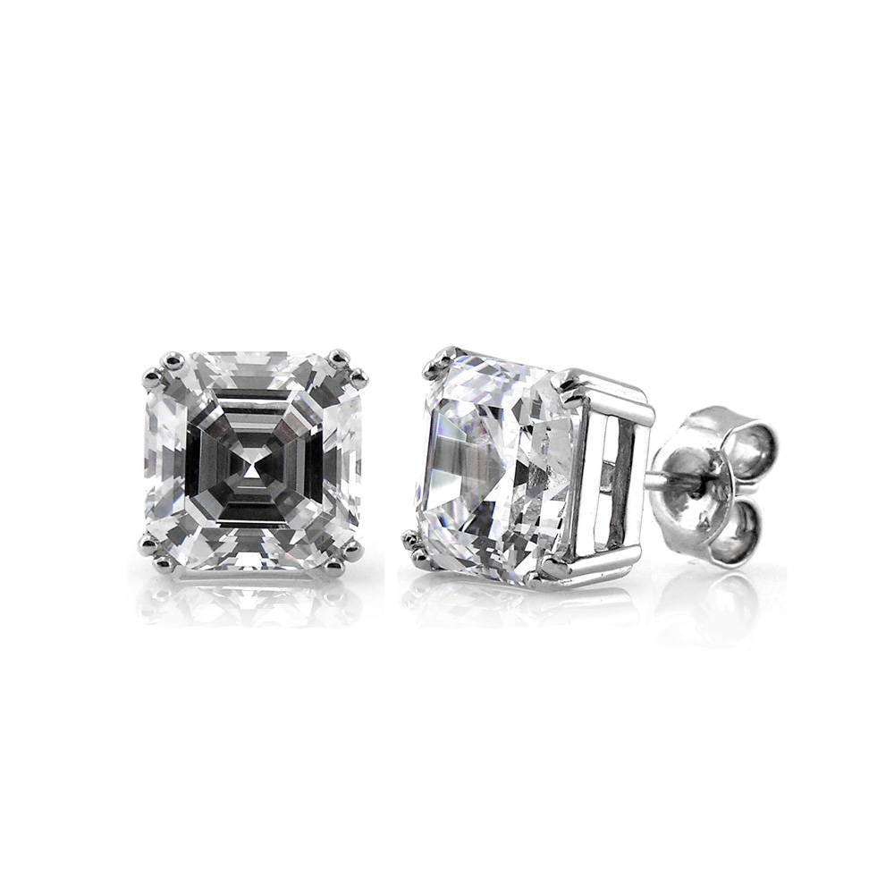 Berricle Sterling Silver Solitaire 3.2ct Asscher Cut Cubic Zirconia CZ Anniversary Fish Hook Dangle Drop Earrings