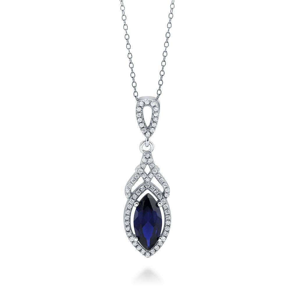 Isla 5 Ct. Oval Cut CZ Sapphire Pendant Necklace, Silver