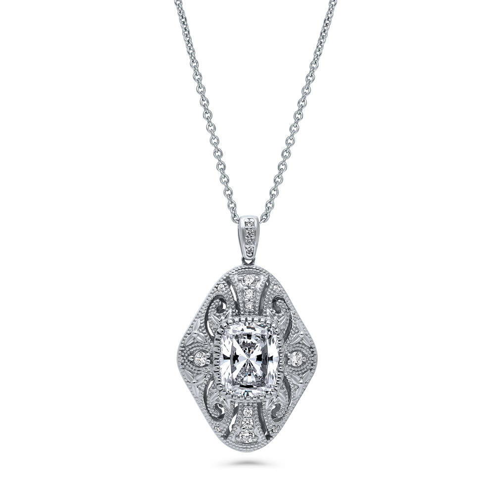 Art Nouveau Style Sterling Silver Round Locket Necklace