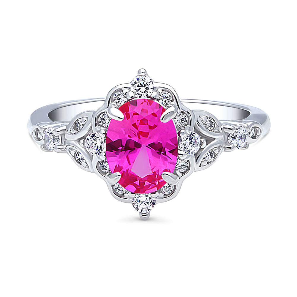 Sterling Silver Pink Sapphire CZ Princess Cut Ring | Sterling Forever