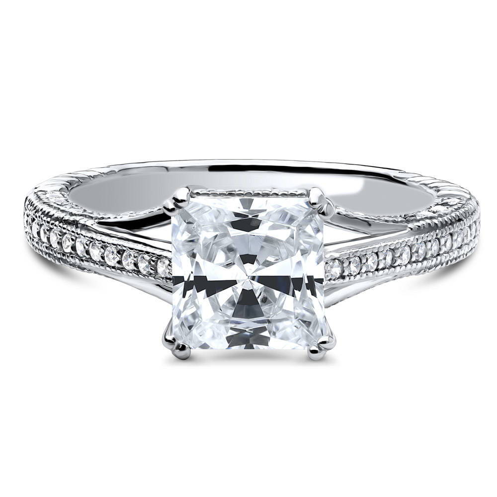 Sterling Silver Solitaire 2ct Princess CZ Engagement Promise Ring