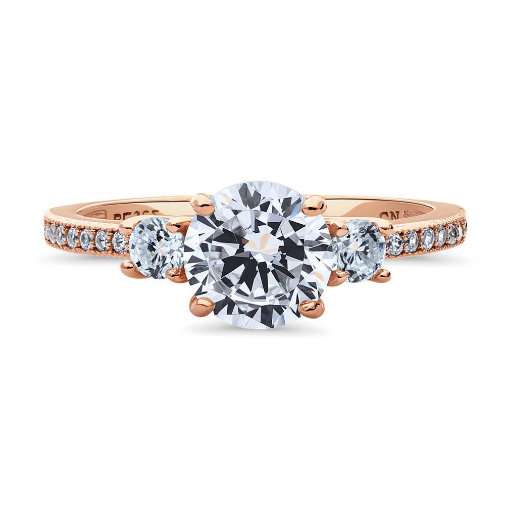 BERRICLE Rose Gold Plated Sterling Silver Cubic Zirconia CZ 3