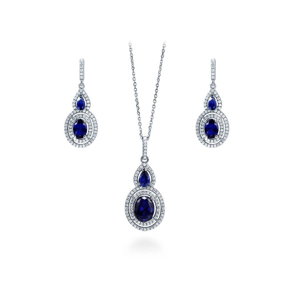 Sterling newest Silver Oval Earrings and Pendant Necklace Set