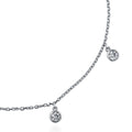 Front view of CZ Cable Chain Charm Anklet in Sterling Silver, Clear Color