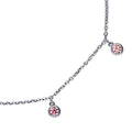 Front view of CZ Cable Chain Charm Anklet in Sterling Silver, Morganite Color