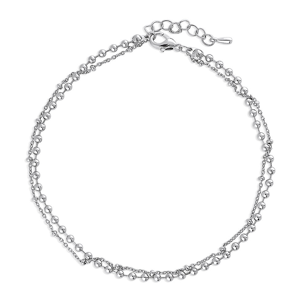 Double Strand Bead Chain Anklet Ankle Bracelet in Base Metal, 2 of 9