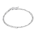 Front view of Double Strand Bead Chain Anklet Ankle Bracelet in Base Metal, Silver-Tone