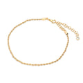 Front view of Woven CZ Rope Chain Anklet, Gold-Tone