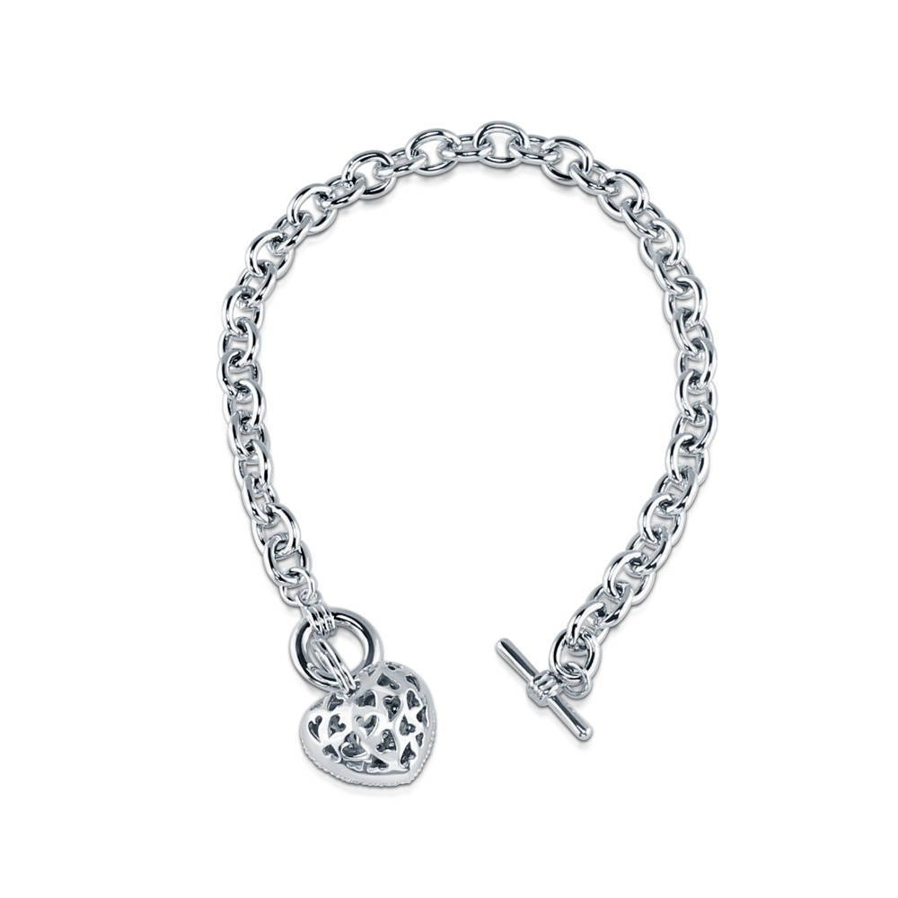 Alternate view of Heart CZ Necklace Earrings and Bracelet in Silver-Tone, 16 of 20