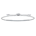 Bar CZ Rolo Chain Bracelet in Sterling Silver, Rhodium Plated