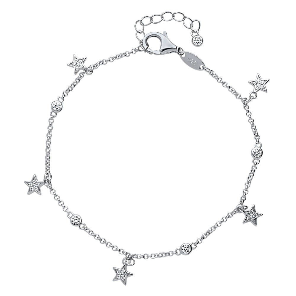 Star CZ Station Bracelet in Sterling Silver, 1 of 7