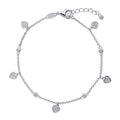 Heart CZ Station Bracelet in Sterling Silver, Clear