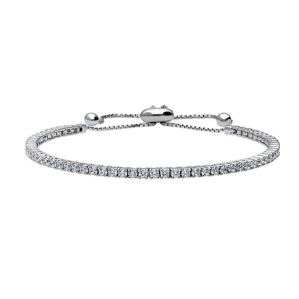 Bar CZ Tennis Bracelet in Sterling Silver 6-10 inch, 3 of 11