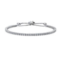 Bar CZ Tennis Bracelet in Sterling Silver 6-10 inch, Rhodium Plated