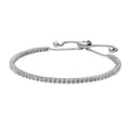 Front view of Bar CZ Tennis Bracelet in Sterling Silver 6-10 inch, Rhodium Plated