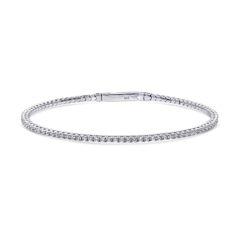 Flexible CZ Bangle in Sterling Silver, 2 Piece, 2 of 18