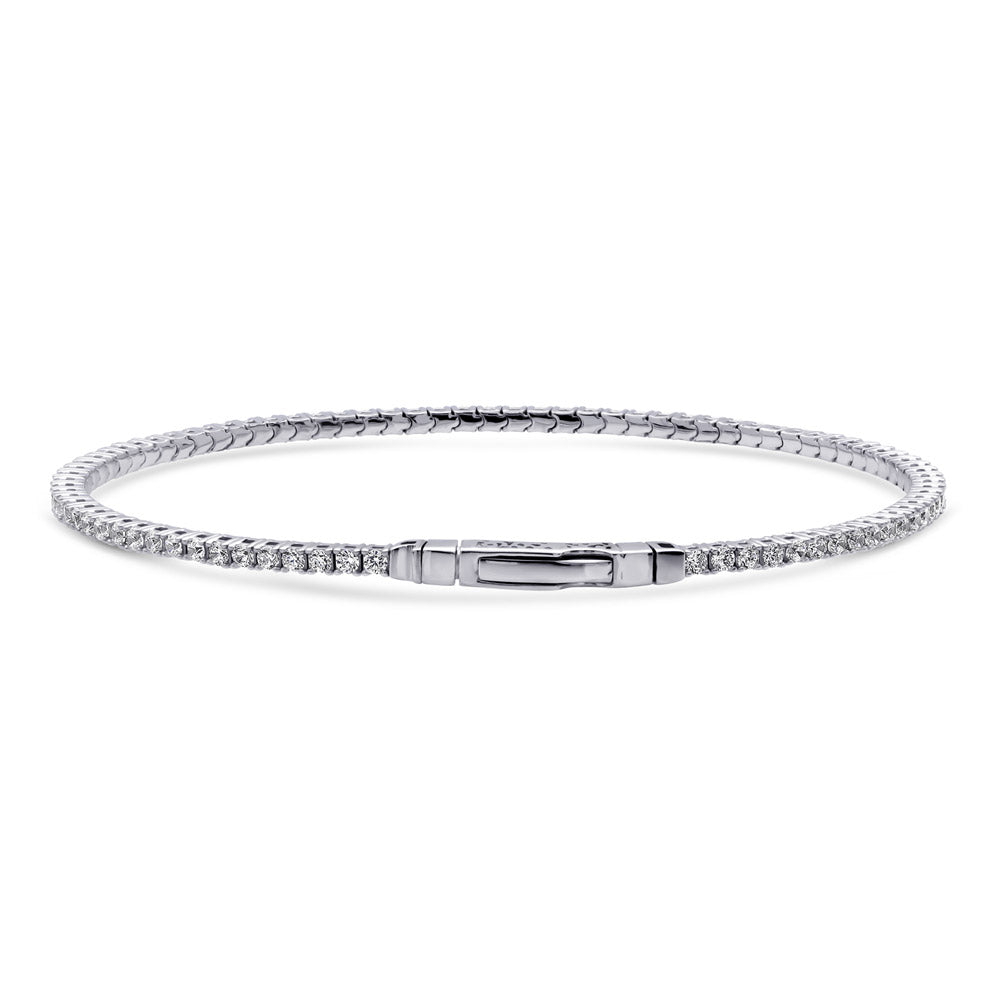 Front view of Flexible CZ Bangle in Sterling Silver, 2 Piece, 4 of 15