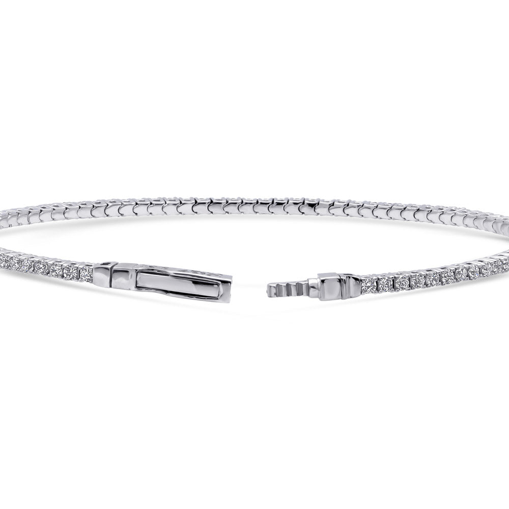 Angle view of Flexible CZ Bangle in Sterling Silver, 2 Piece, 6 of 18