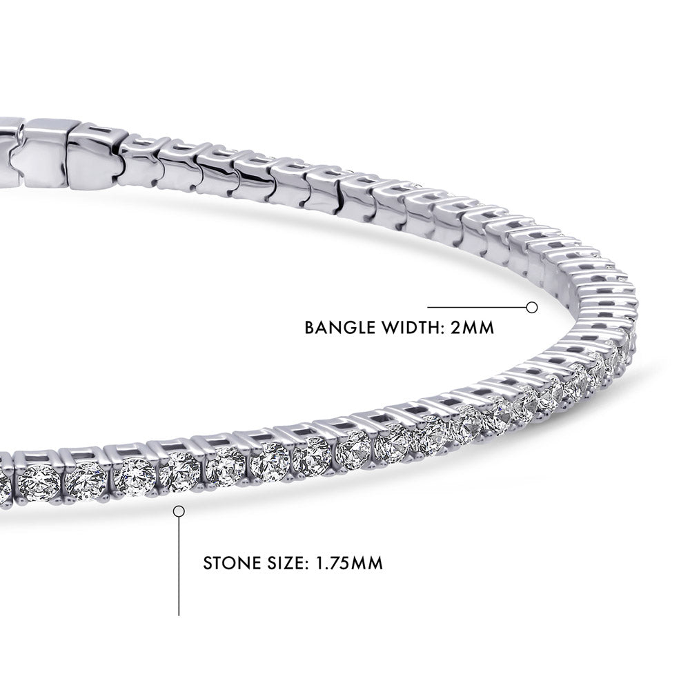 Side view of Flexible CZ Bangle in Sterling Silver, 2 Piece, 10 of 18