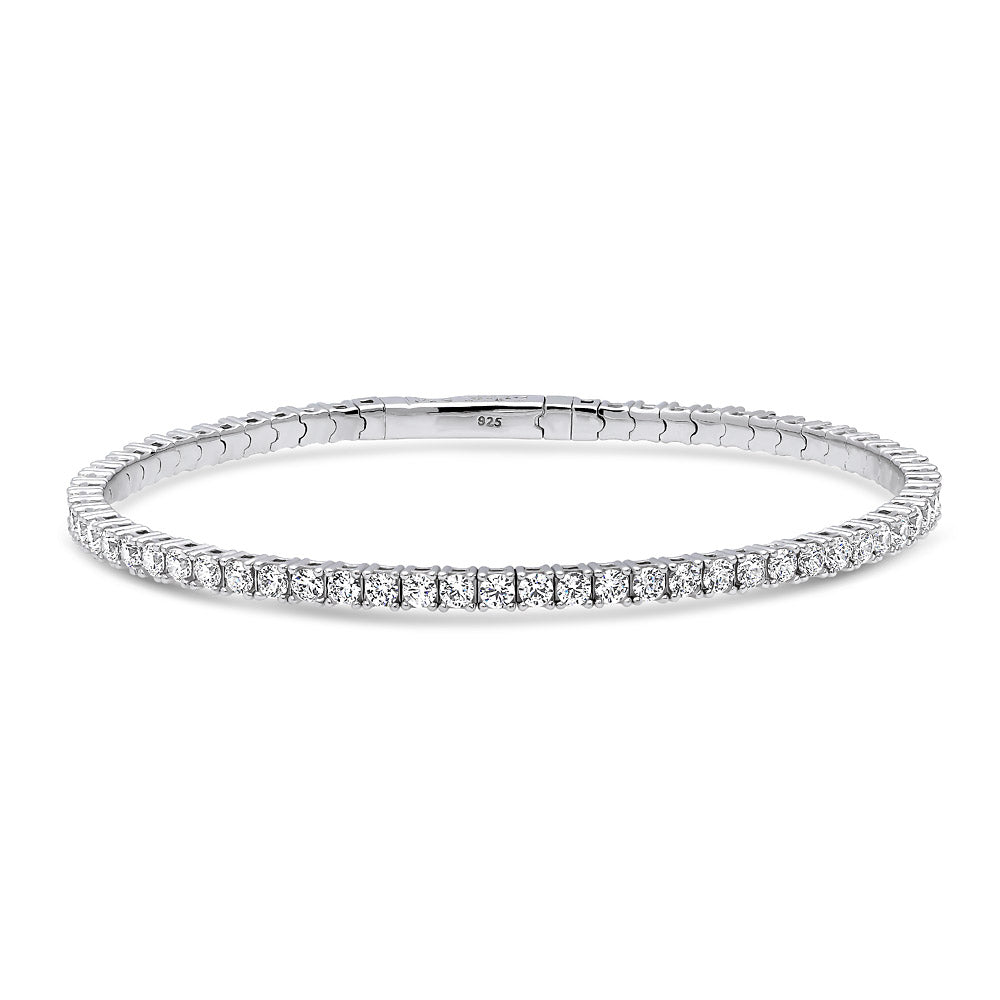 Flexible CZ Bangle in Sterling Silver, 2 Piece Set, 3 of 17