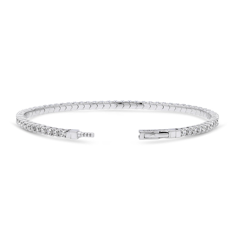 Angle view of Flexible CZ Bangle in Sterling Silver, 2 Piece Set, 7 of 17