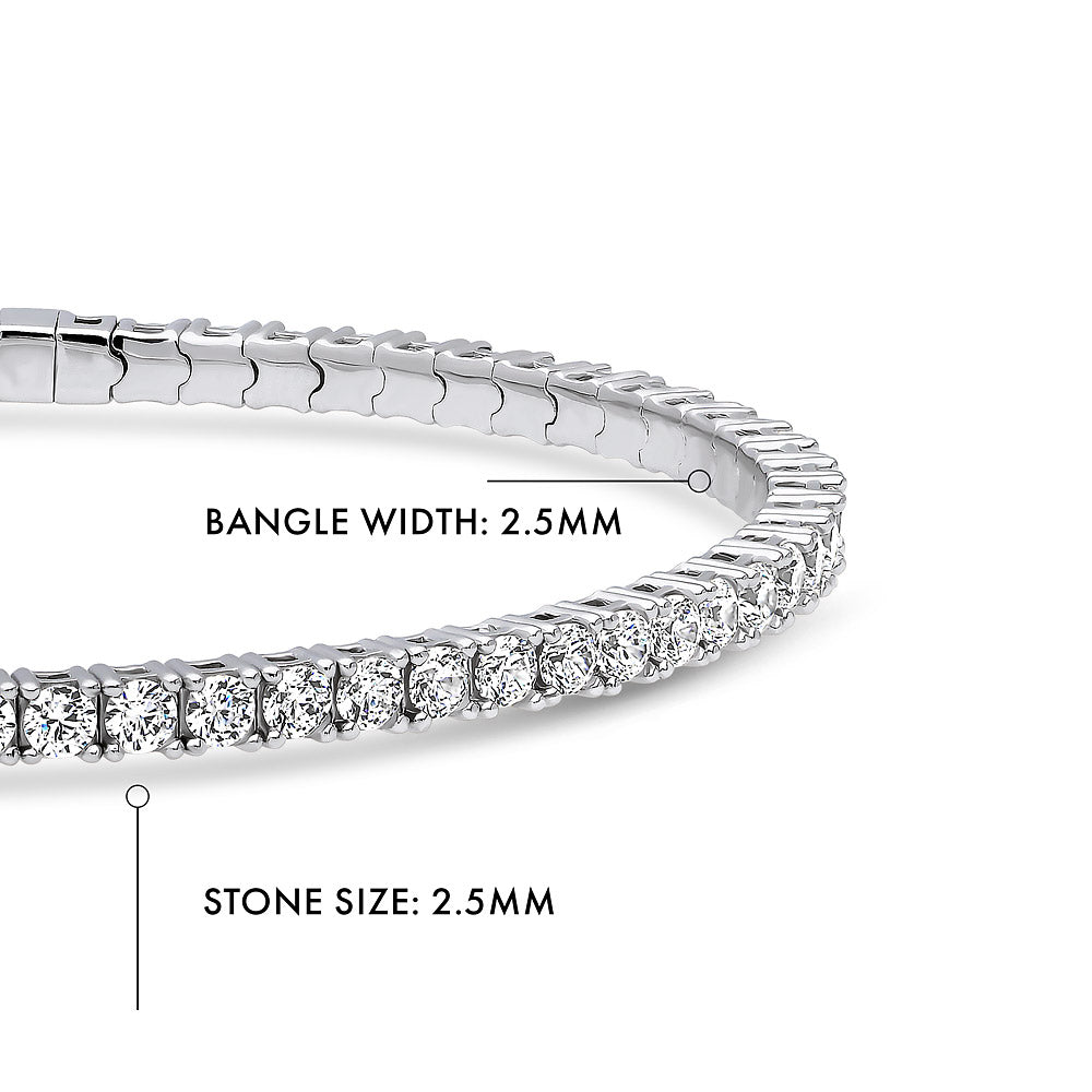 Side view of Flexible CZ Bangle in Sterling Silver, 2 Piece Set, 11 of 17