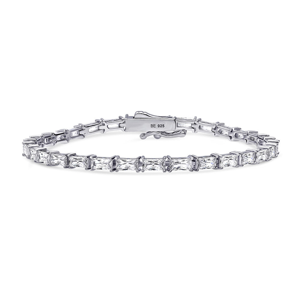 Baguette CZ Tennis Bracelet in Sterling Silver, 1 of 14