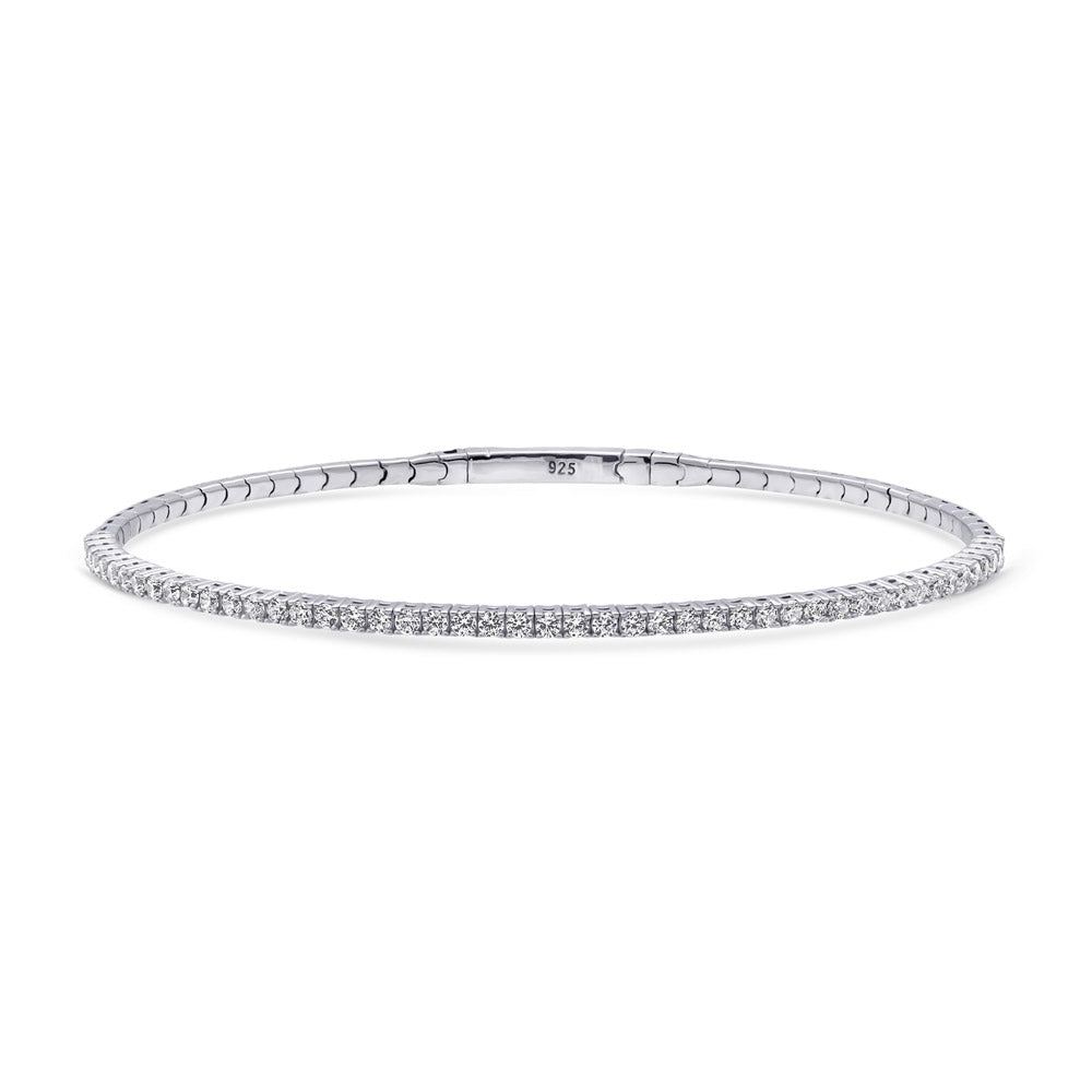 Flexible CZ Bangle in Sterling Silver, 2 Piece, 3 of 21