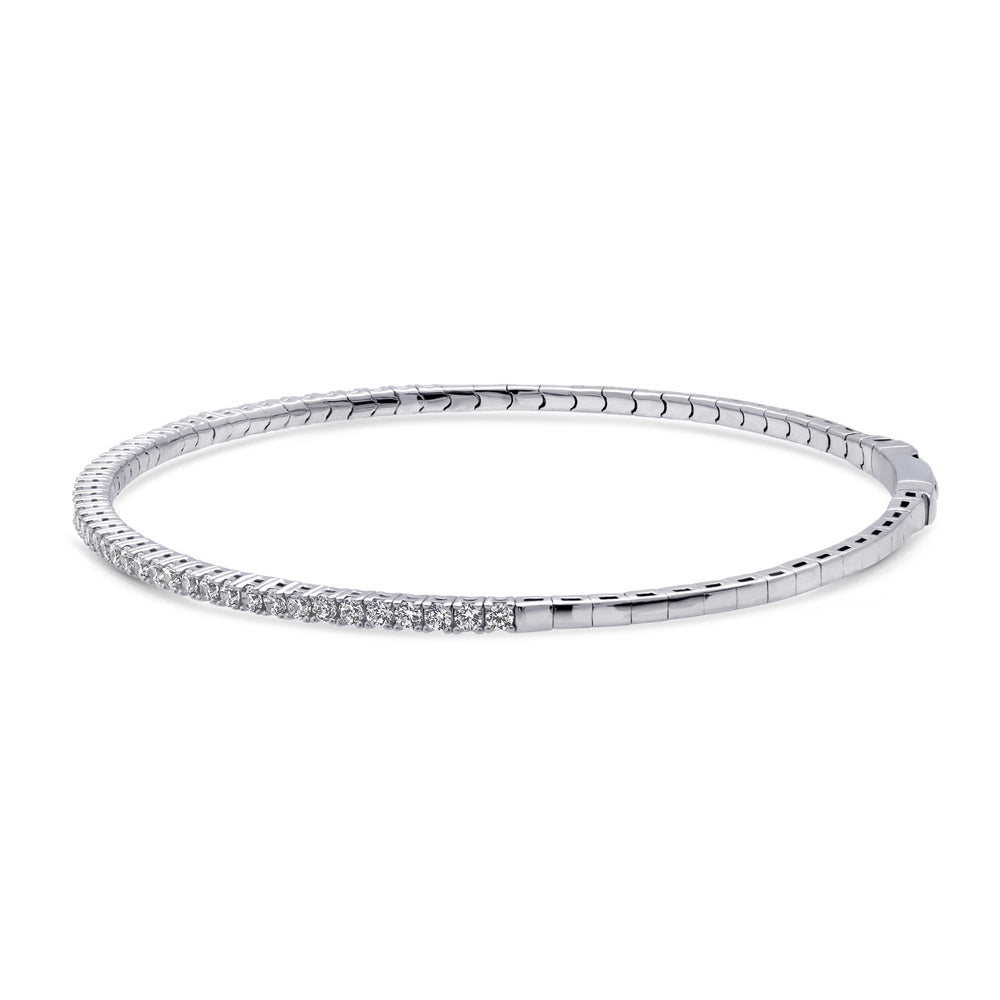 Front view of Flexible CZ Bangle in Sterling Silver, 2 Piece, 5 of 20