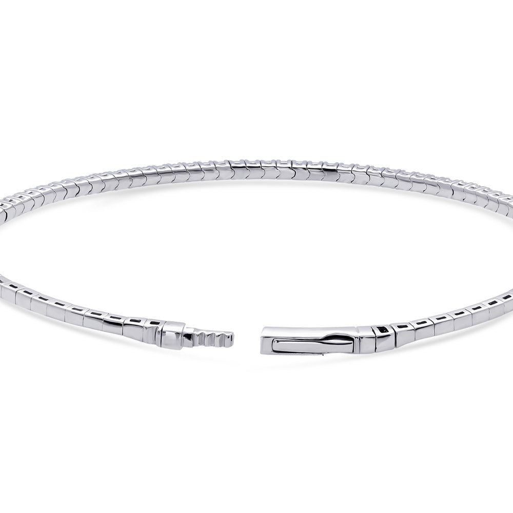 Angle view of Flexible CZ Bangle in Sterling Silver, 2 Piece, 7 of 21