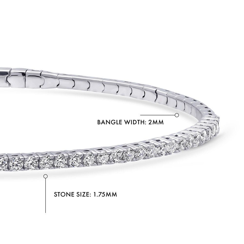 Side view of Flexible CZ Bangle in Sterling Silver, 2 Piece, 11 of 21