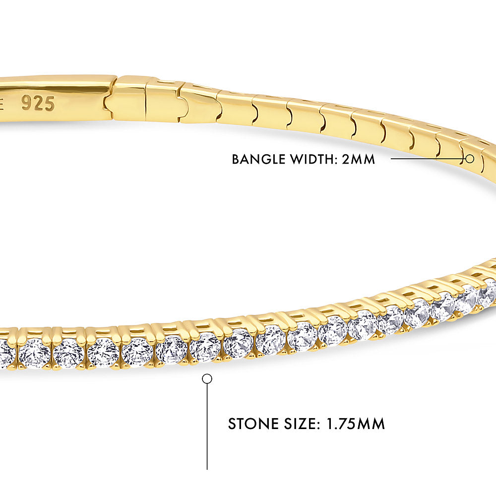 Flexible CZ Bangle in Gold Flashed Sterling Silver, 7 of 11