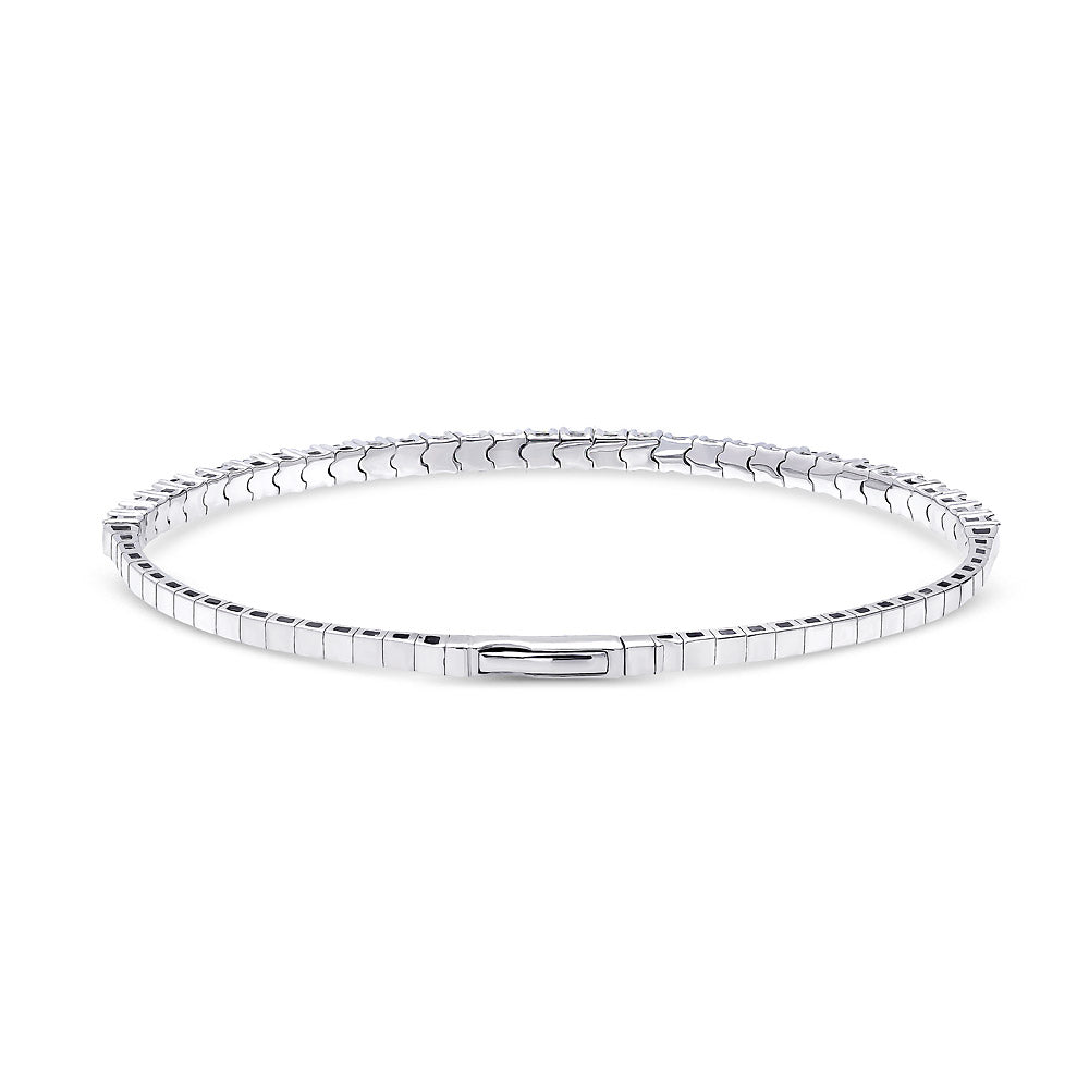 Angle view of Flexible CZ Bangle in Sterling Silver, 2 Piece Set, 8 of 17