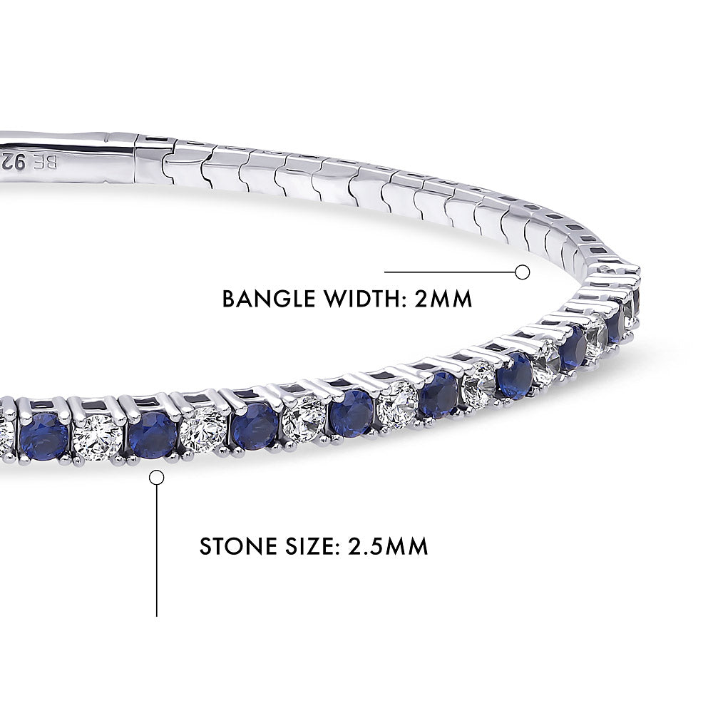 Flexible Simulated Blue Sapphire CZ Bangle in Sterling Silver, 7 of 9