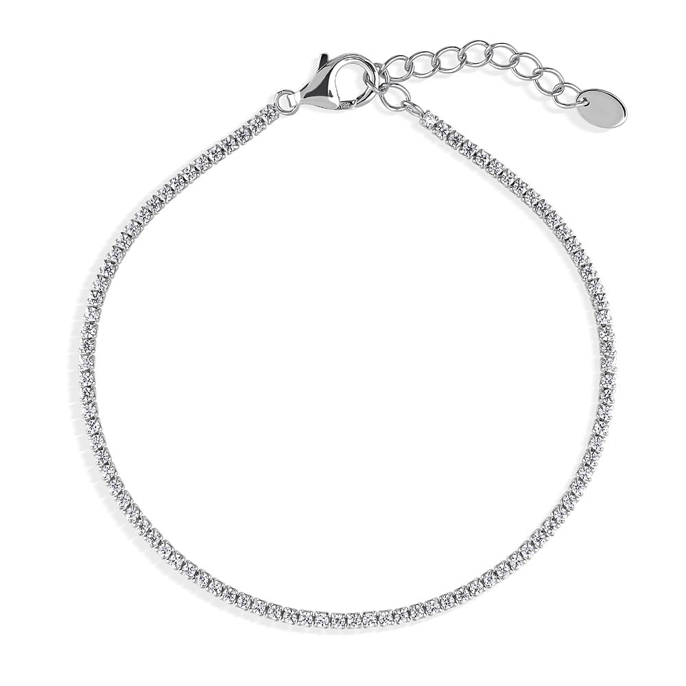 CZ Tennis Bracelet in Sterling Silver 7 inch, Rhodium Plated, Clear