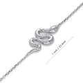 Front view of Snake CZ Rolo Chain Bracelet in Sterling Silver, Rhodium Plated