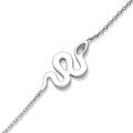 Angle view of Snake CZ Rolo Chain Bracelet in Sterling Silver, Rhodium Plated