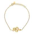 Snake CZ Rolo Chain Bracelet in Sterling Silver, Yellow Gold Flashed