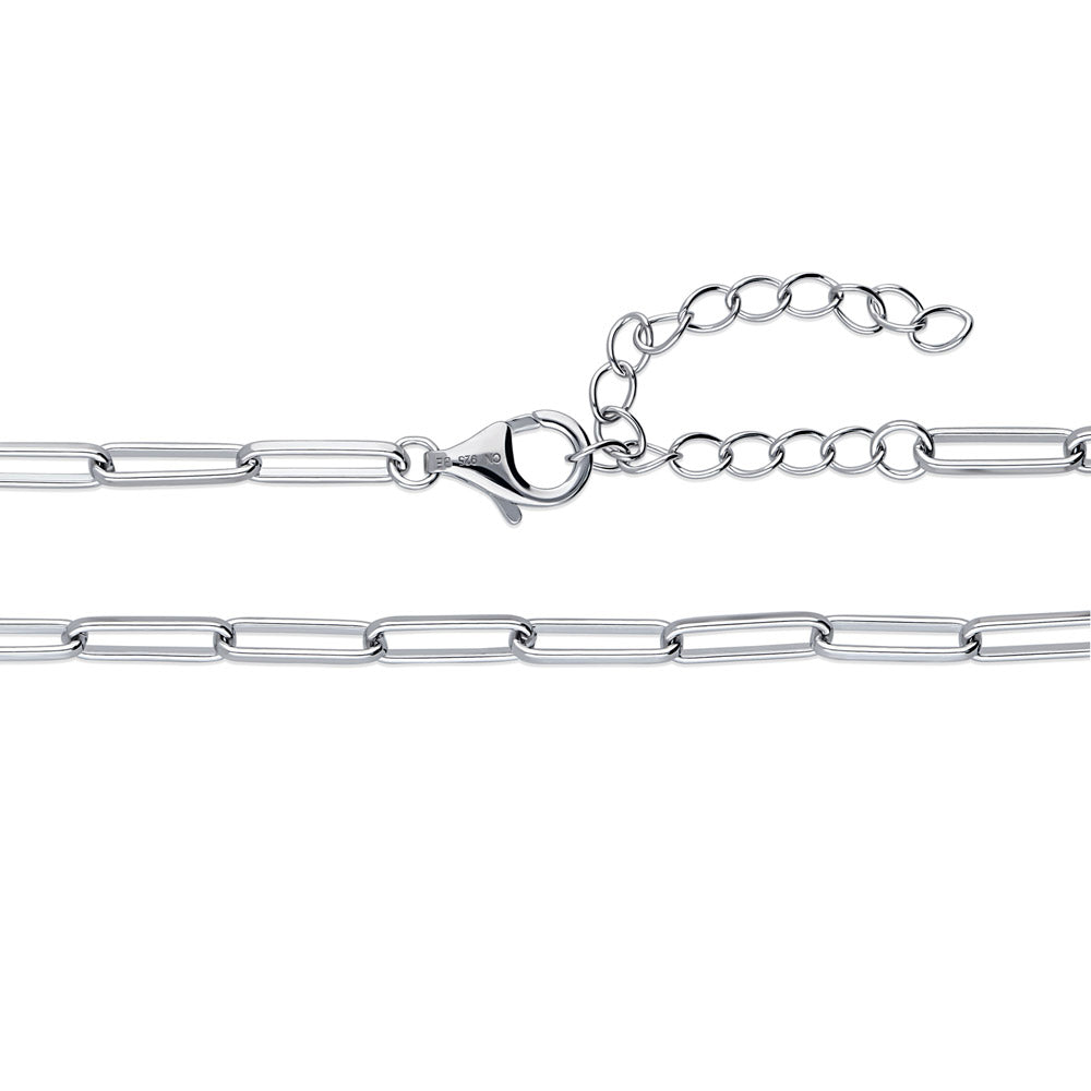 Front view of Paperclip Chain Necklace in Sterling Silver, 2 Piece, 8 of 19