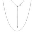 Adjustable Slider Rolo Chain Necklace in Sterling Silver, Rhodium Plated