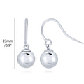 Front view of Bead Fish Hook Earrings in Sterling Silver, Rhodium Plated