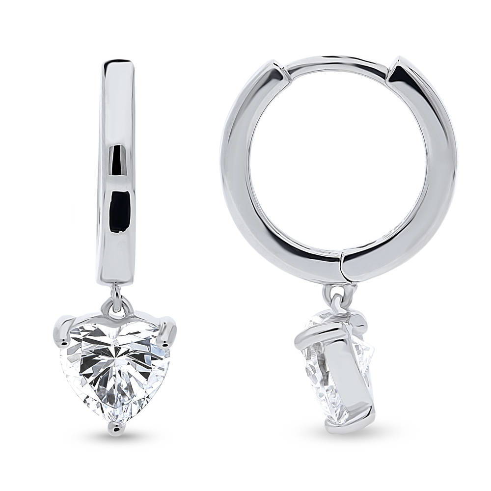 Solitaire CZ Huggie Earrings in Sterling Silver 0.5 inch, 3 of 14